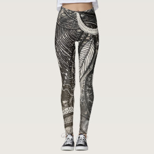 Nästan överallt 4 svarta och vita akrylmålningar leggings