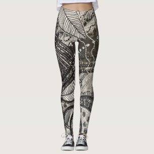 Nästan Överallt 5 Svart & Vitt Akrylkonst Leggings