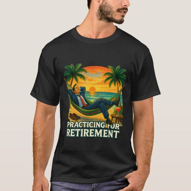 Nästan Pensionerad Strand Solnedgång Hängmatta T-S T Shirt (Framsida)