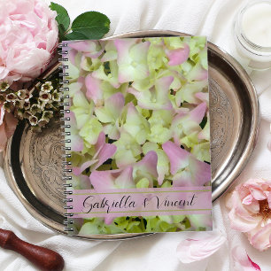 Nästan Rosa Hydrangea Blommigt Bröllop Anteckningsbok Med Spiral