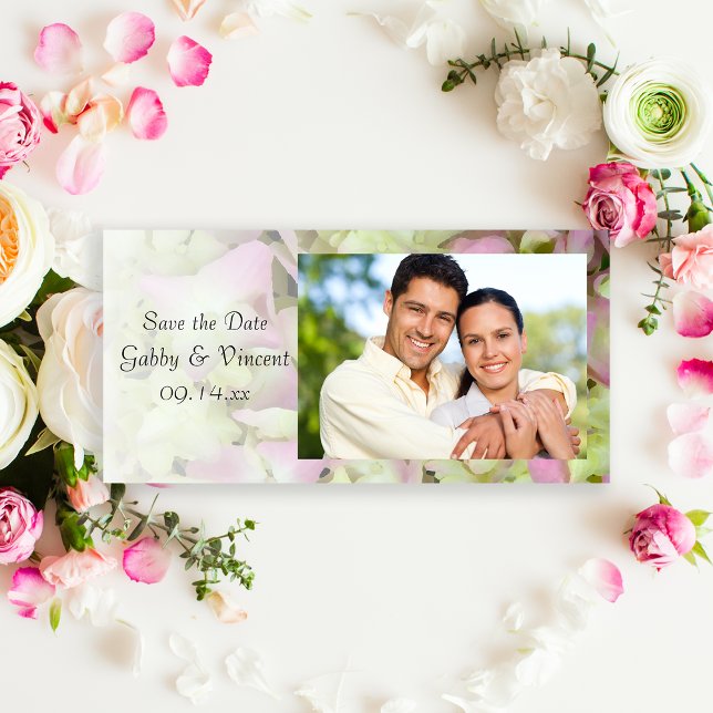 Nästan Rosa Hydrangea Bröllop spara datum Datumet (Skapare uppladdad)