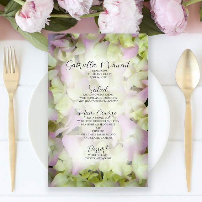 Nästan Rosa Hydrangea Flowers Bröllop Menu (Skapare uppladdad)