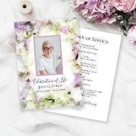 Nästan Rosa Hydrangea Flowers Funeral Service Program
