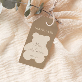 Nästan Väntar Beige Babyfirande Tack Presentetikett