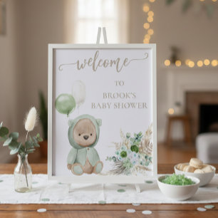 Nästan väntar grön boho björn dusch skylt