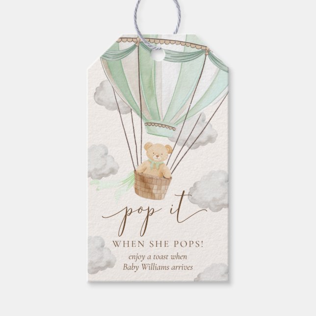 Nästan Väntar Nallebjörn Mint Poppar När Hon Smäll Presentetikett (Framsidan)