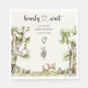 Nästan Väntar Pojke Baby Shower Skog Pappersservett