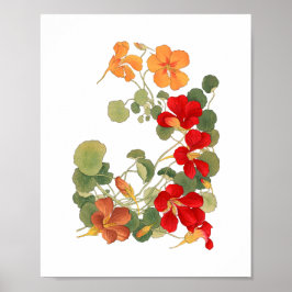 Nasturtium-blomma, Japansk ukiyo e-konst Poster