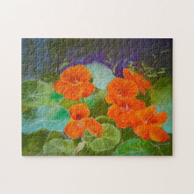 Nasturtium Bloom - Botanical Pastel Pussel (Horisontell)