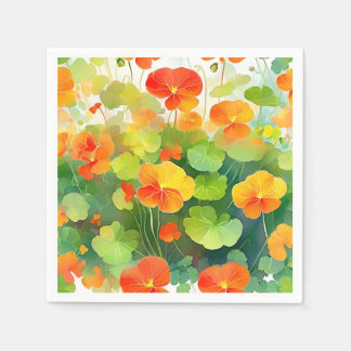Nasturtium Flowers Vibrant Pappersservett