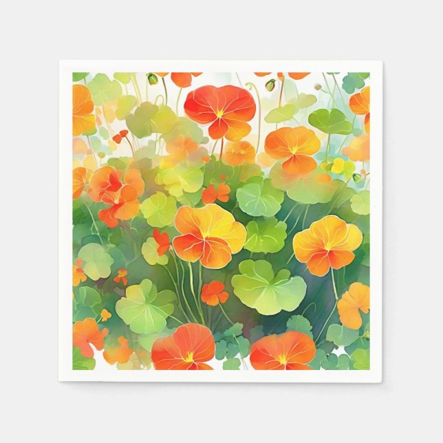Nasturtium Flowers Vibrant Pappersservett (Framsidan)