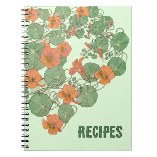 Nasturtium Recipe Bok | Antique Lithograph 1896 Anteckningsbok