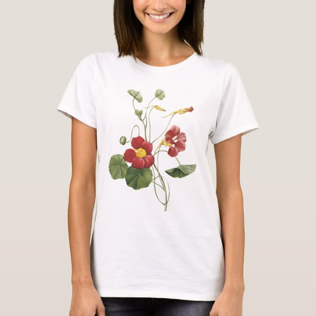 nasturtium (Tropaeolummajus) vid Redouté T Shirt (Framsida)