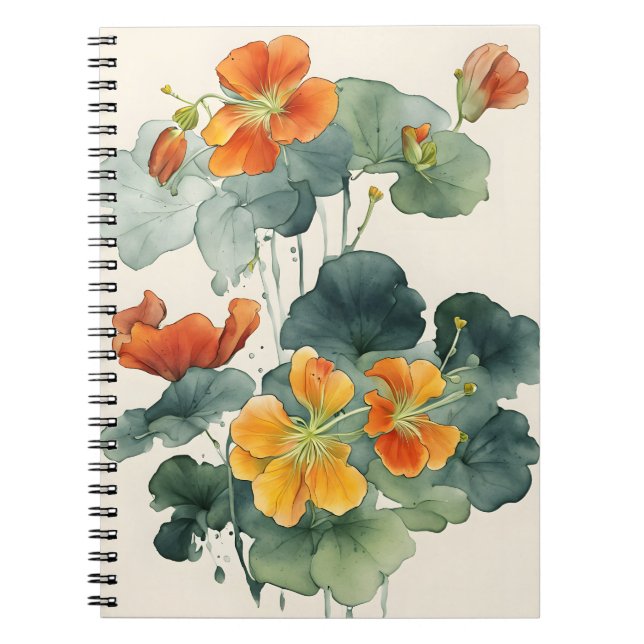 Nasturtium - Watercolor flowers Anteckningsbok (Framsidan)