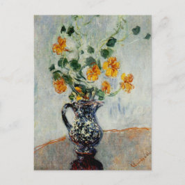 Nasturtiums i en blåttvas av Monet Vykort