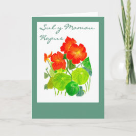 Nasturtiums Mors dag-kort: Welsh Hälsning Kort