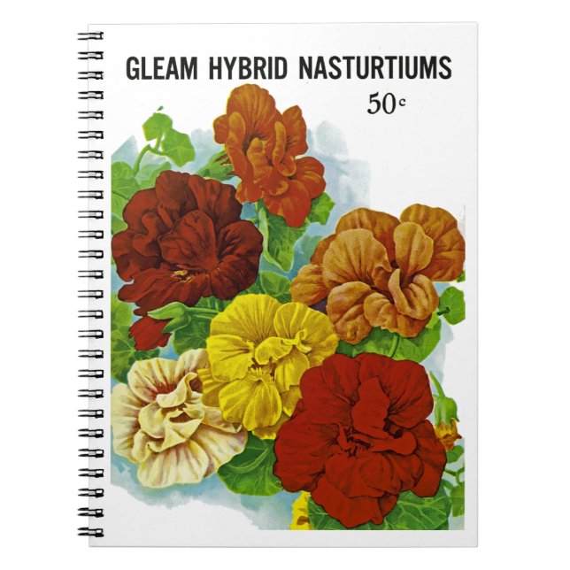 Nasturtiums Seed Packet Label Anteckningsbok Med Spiral (Framsidan)
