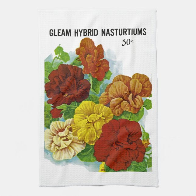 Nasturtiums Seed Packet Label Kökshandduk (Vertikal)
