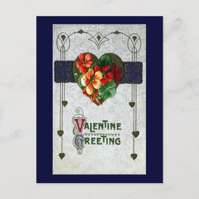 Nasturtiums Vintage Valentine Helg Vykort (Framsida)