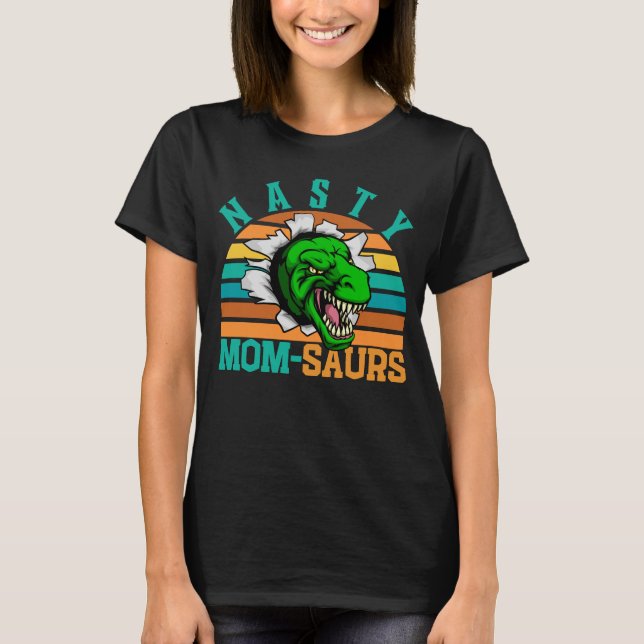 NASTY MAMMA-SAURS - MORS DAG T-REX DINO MAMMA T SHIRT (Framsida)