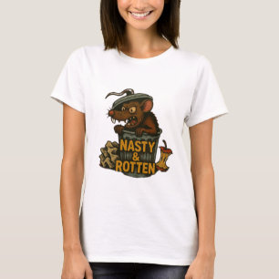 Nasty och rutten. Råtta i en sopor kan. Grafik T Shirt