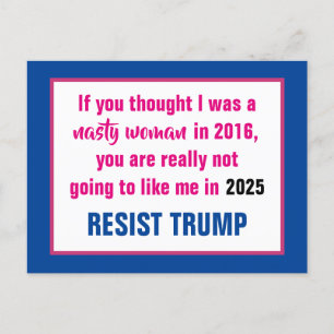 Nasty Woman 2025 Anti-Trump Anti-Musk Vykort