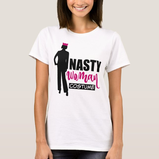 Nasty Woman Costume Silhouette Rosa Hat Tee (Framsida)