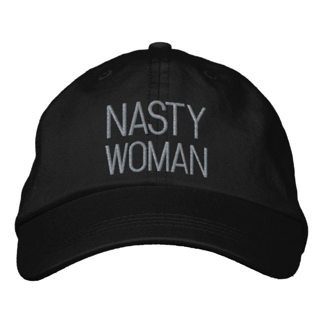 Nasty Woman grått brev black Broderad Keps (Framsida)