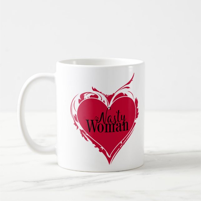 NASTY WOMAN Red HEART Kaffemugg (Vänster)