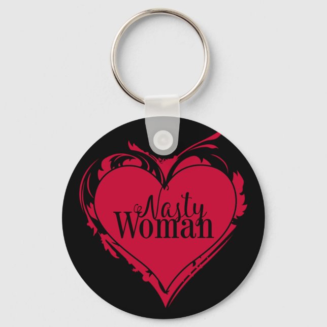 NASTY WOMAN Red HEART Nyckelring (Framsida)