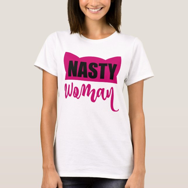 Nasty Woman Rosa Pussy Cat Hat Tee (Framsida)