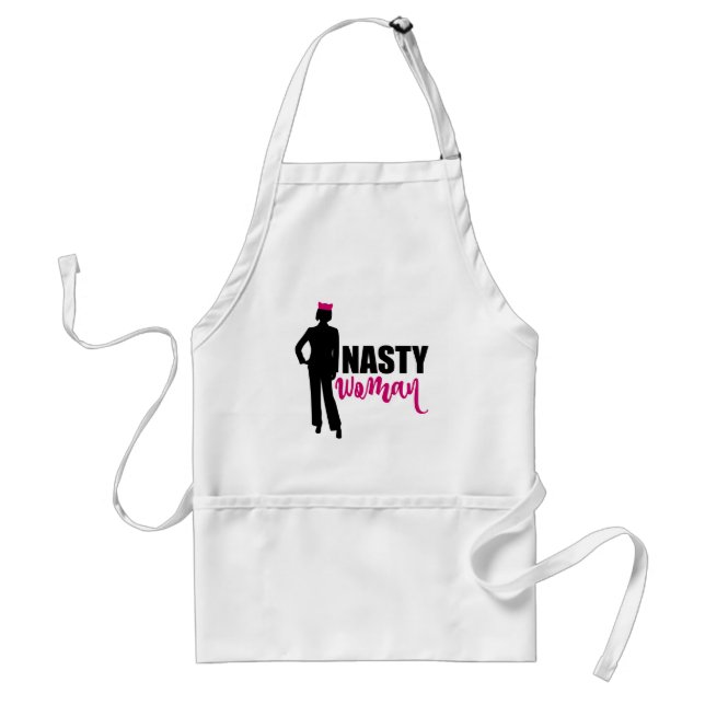 Nasty Woman Silhouette och Rosa Pussy Cat Hat Förkläde (Framsidan)