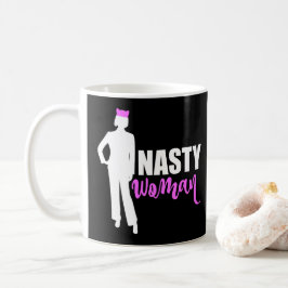 Nasty Woman Silhouette och Rosa Pussy Cat Hat Kaffemugg
