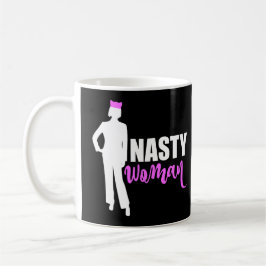 Nasty Woman Silhouette och Rosa Pussy Cat Hat Kaffemugg