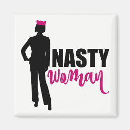Nasty Woman Silhouette och Rosa Pussy Cat Hat Magnet