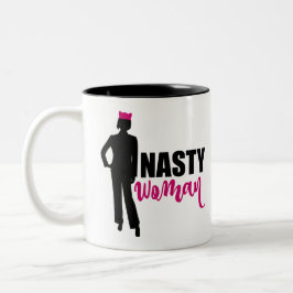 Nasty Woman Silhouette och Rosa Pussy Cat Hat Två-Tonad Mugg