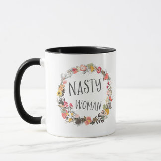 Nasty Woman Whimsical Blommigt Wandebeslag Art Mugg