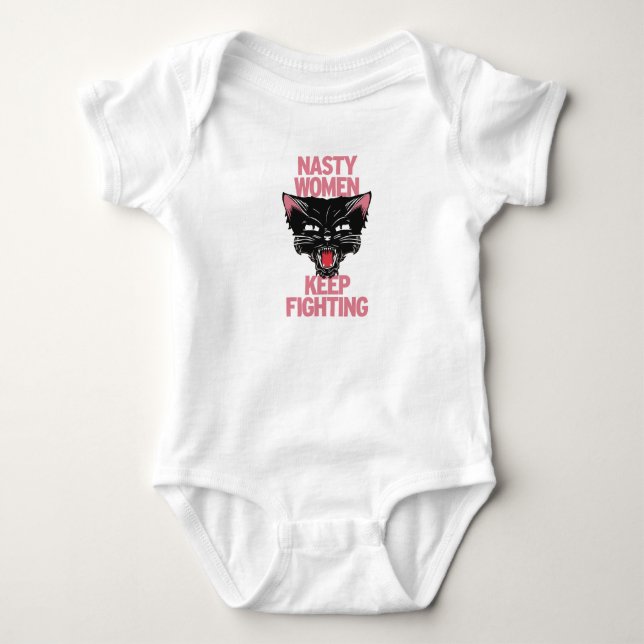 Nasty Women Behålla Fighing Onesy Tröja (Framsida)
