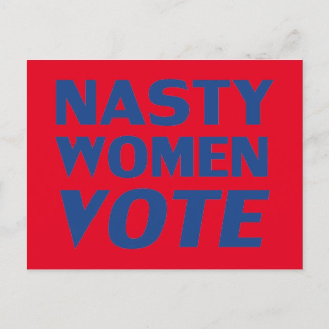 "Nasty Women Vote" blått rött Vykort (Framsida)