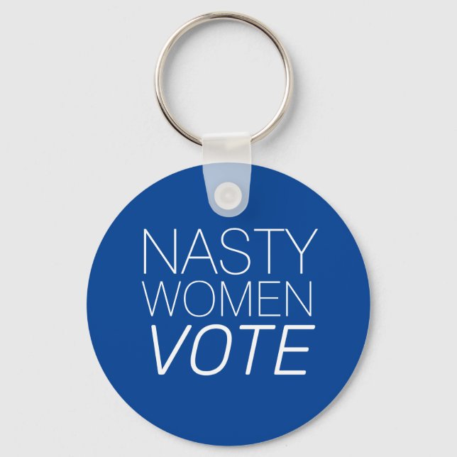 "Nasty Women Vote" blått vitt Nyckelring (Framsida)