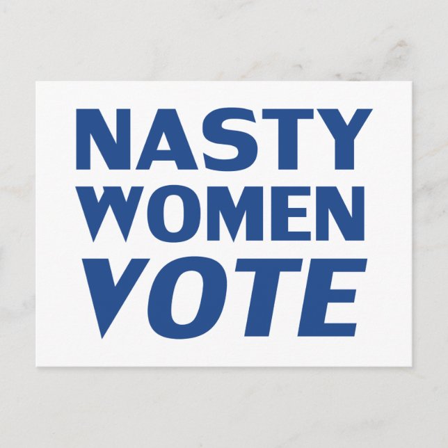 "Nasty Women Vote" blått vitt Vykort (Framsida)