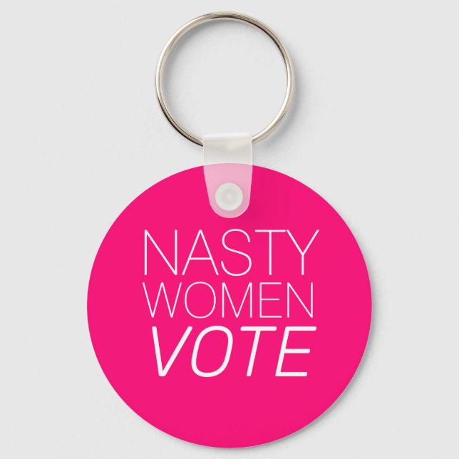 "Nasty Women Vote" shock rosa, magenta, fuchsia Nyckelring (Framsida)