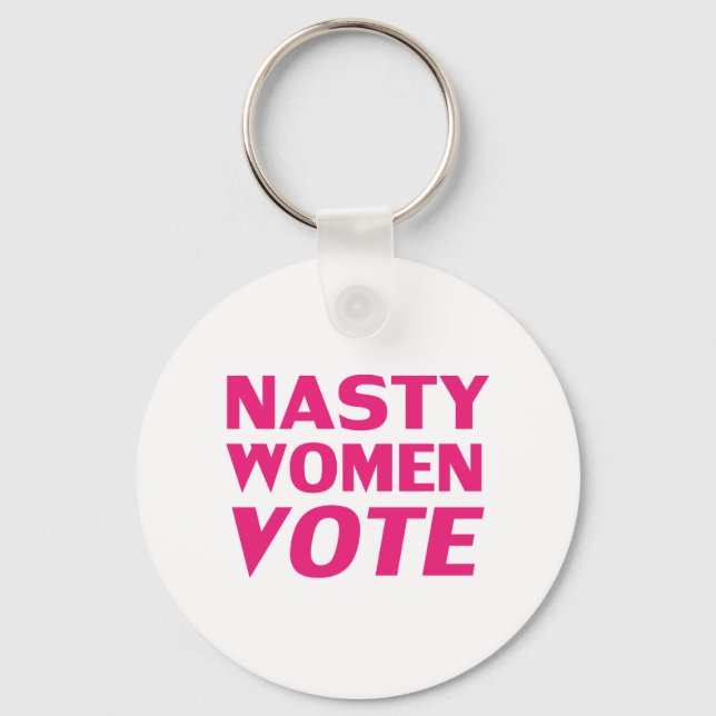 "Nasty Women Vote" shock rosa, magenta fuchsia whi Nyckelring (Framsida)