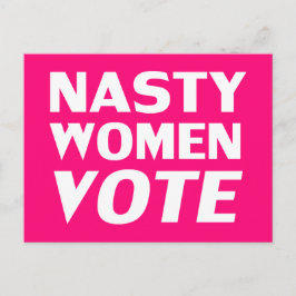 "Nasty Women Vote" shock rosa, magenta, vit Vykort