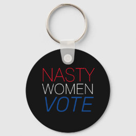"Nasty Women Vote" svart, blå, röd, vit Nyckelring