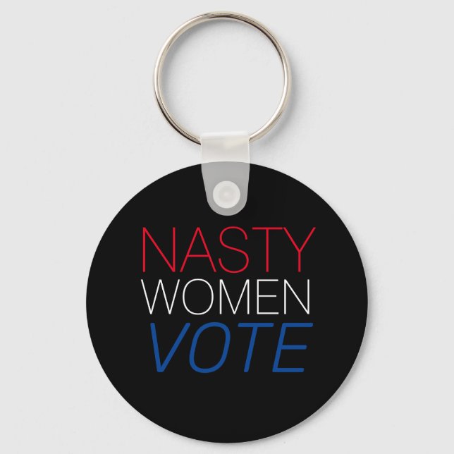 "Nasty Women Vote" svart, blå, röd, vit Nyckelring (Framsida)