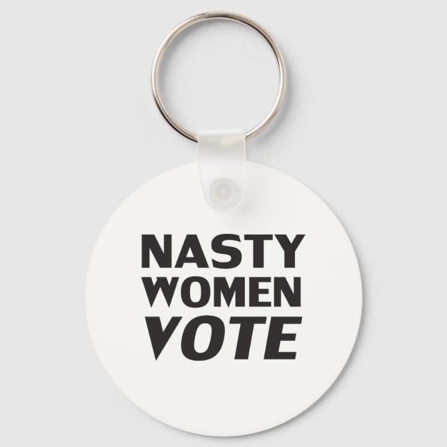 "Nasty Women Vote", svart vitt Nyckelring (Framsida)