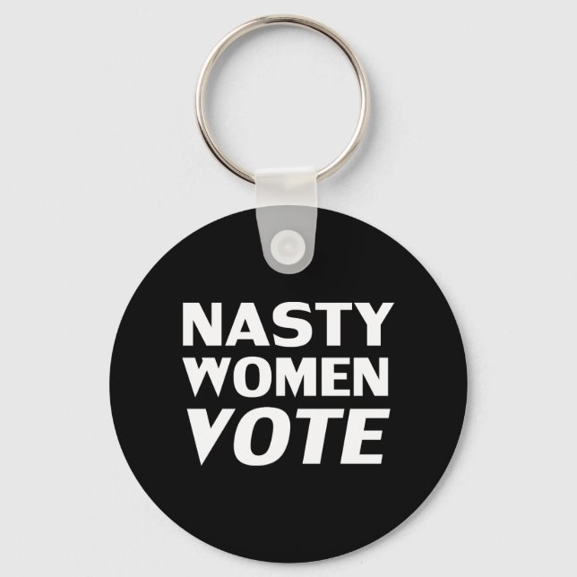 "Nasty Women Vote", svart vitt Nyckelring (Framsida)