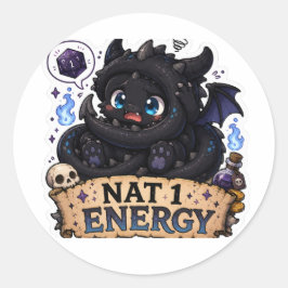 Nat 1 Energi Söt Bebis Drak D&D Klistermärke