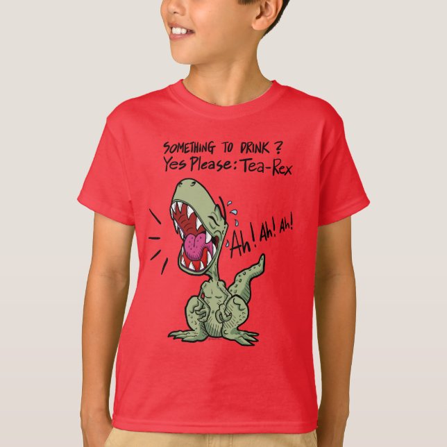 Nåt att dricka? Ja, tack: Tea-Rex Dinosaur T Shirt (Framsida)